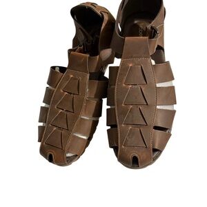 Robert David Men's Brown Leather Sandals size 15 4E NWOT